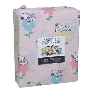 Peanuts Snoopy Queen Sheet Set By Berkshire Pink Floral Spring Easter Polyester